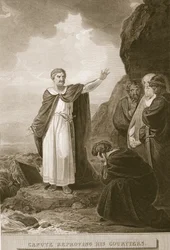 Canute berispt zijn hovelingen, gegraveerd door G. Noble, illustratie uit David Hume